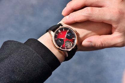 PAGANI DESIGN – Mechanische Luxusuhr für Herren, 41 mm, Saphirglas, Lederarmband, wasserdicht, Pilotenstil, mit Tourbillon und Mondphase