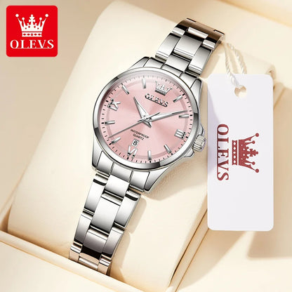 OLEVS 3668 Women Watch Luxury Original Waterproof Stainless Steel Quartz Watch Roman Automatic Date Women Watch Reloj Para Mujer