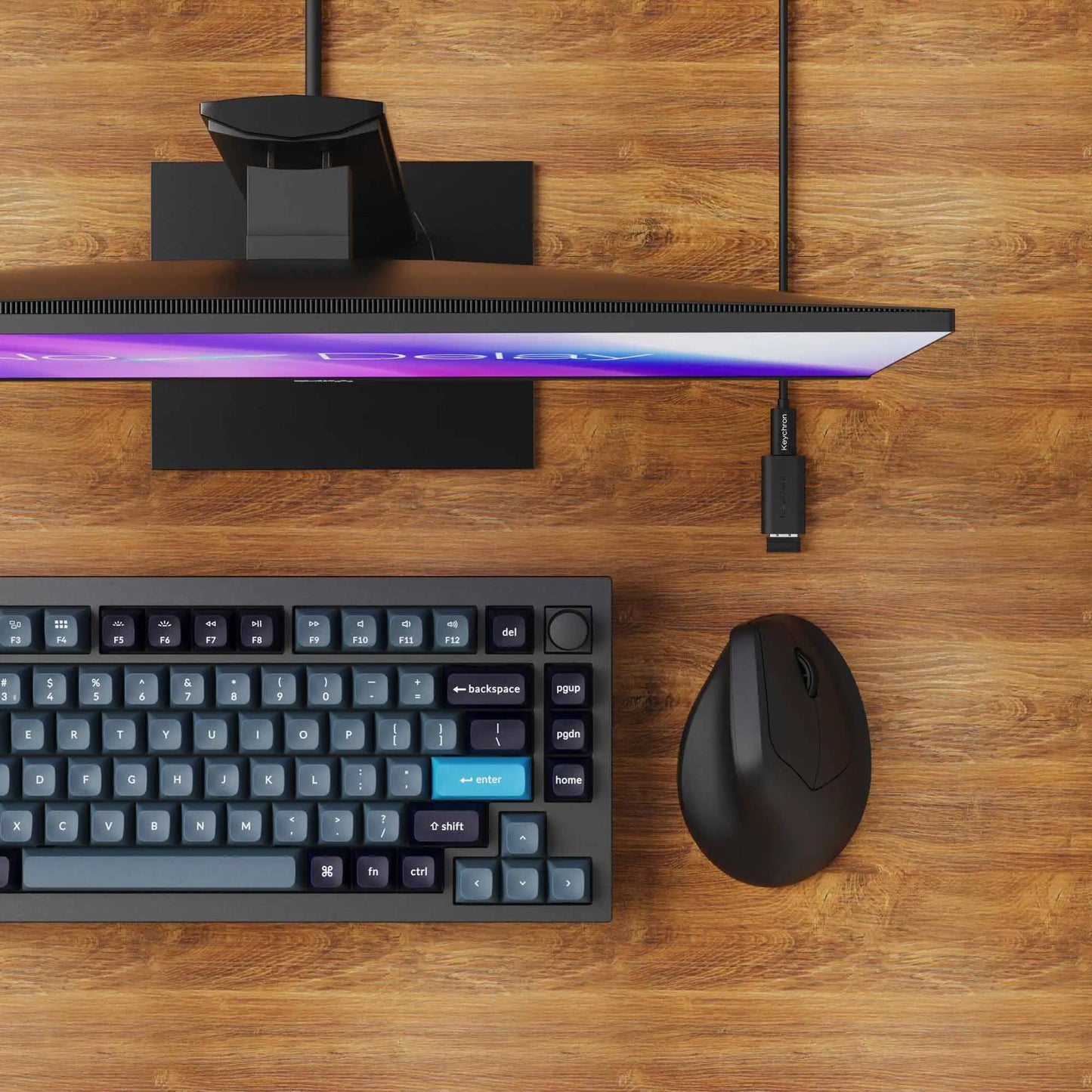 Keychron M5 trådløs ergonomisk optisk mus, 8K polling rate, 2.4GHz og Bluetooth, Type-C, 3950-sensor