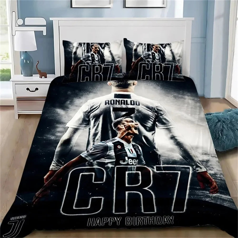 3D Duvet Cover Football CR7 Bedding Set Soft Comforter Cover With 1/2pcs Pillow Shams For Kids Adults Microfiber Quilt Cover