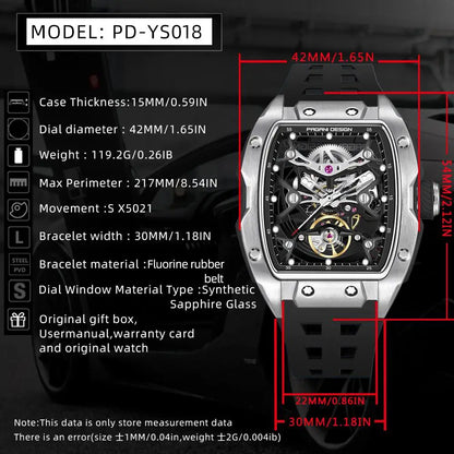 NEW PAGANI DESIGN PDYS018 Automatic Mechanical Wristwatch Fashion Casual Skeleton Sapphire Stainless Steel Watch for Men