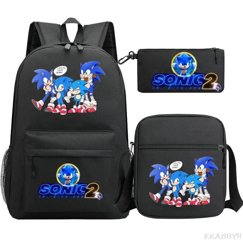Sonic Backpacks Student School Bags for Teen Men Women Tote Bag Clutch Pocket Nylon Backpacks Travel Mochilas