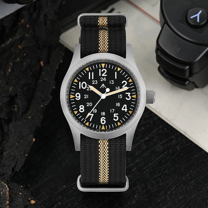 Militado ML05 38mm Military Watch Miyota 2035 Movement Domed Sapphire Crystal C3 Green Luminous 10Bar Waterproof Vintage Watches