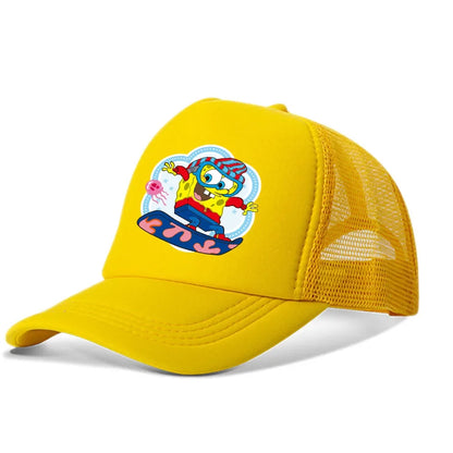Cartoon SpongeBob Men Women Baseball Cap Outdoor Travel Boy Girl Mesh Sunhat Adult Hip Hop Dad Hat Summer Sport Trucker Peak Cap