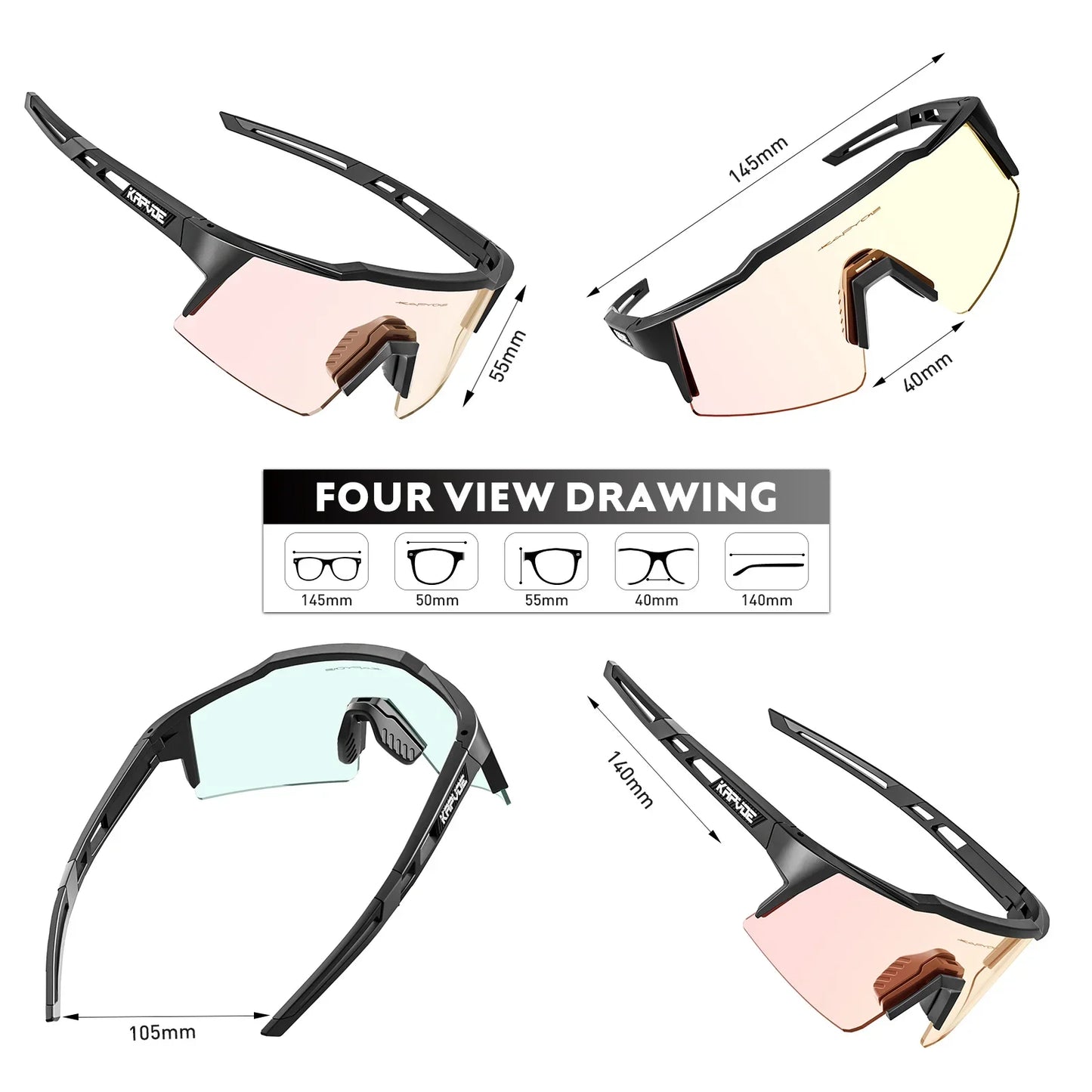 KAPVOE Photochromic Cycling Sunglasses for Men Glasses Fashion Mountain Bicycle Road Speed Cool Goggles Sports MTB Bike Eyewear