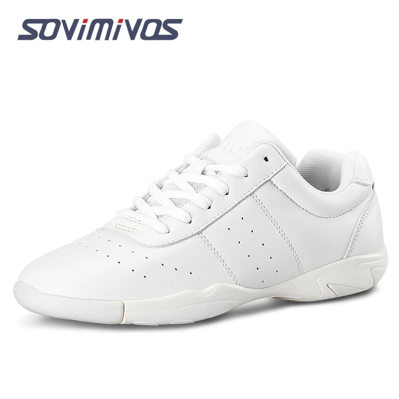 Women Dance Shoes Lightweight Flat Athletic Shoes Competitive Aerobic Gymnastics Shoes Fitness Sports Shoes White Dance Sneakers