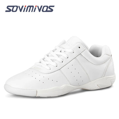 Women Dance Shoes Lightweight Flat Athletic Shoes Competitive Aerobic Gymnastics Shoes Fitness Sports Shoes White Dance Sneakers