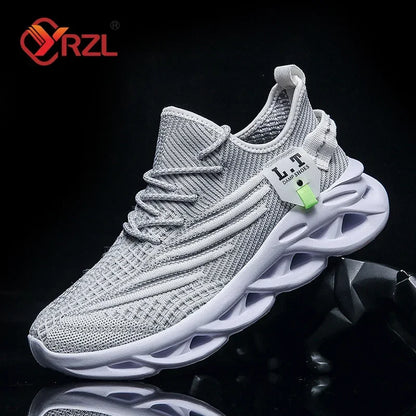 YRZL Men's Sport Shoes Breathable Lightweight Sneakers Outdoor Mesh Black Running Shoes Athletic Jogging Tennis Walking Shoes