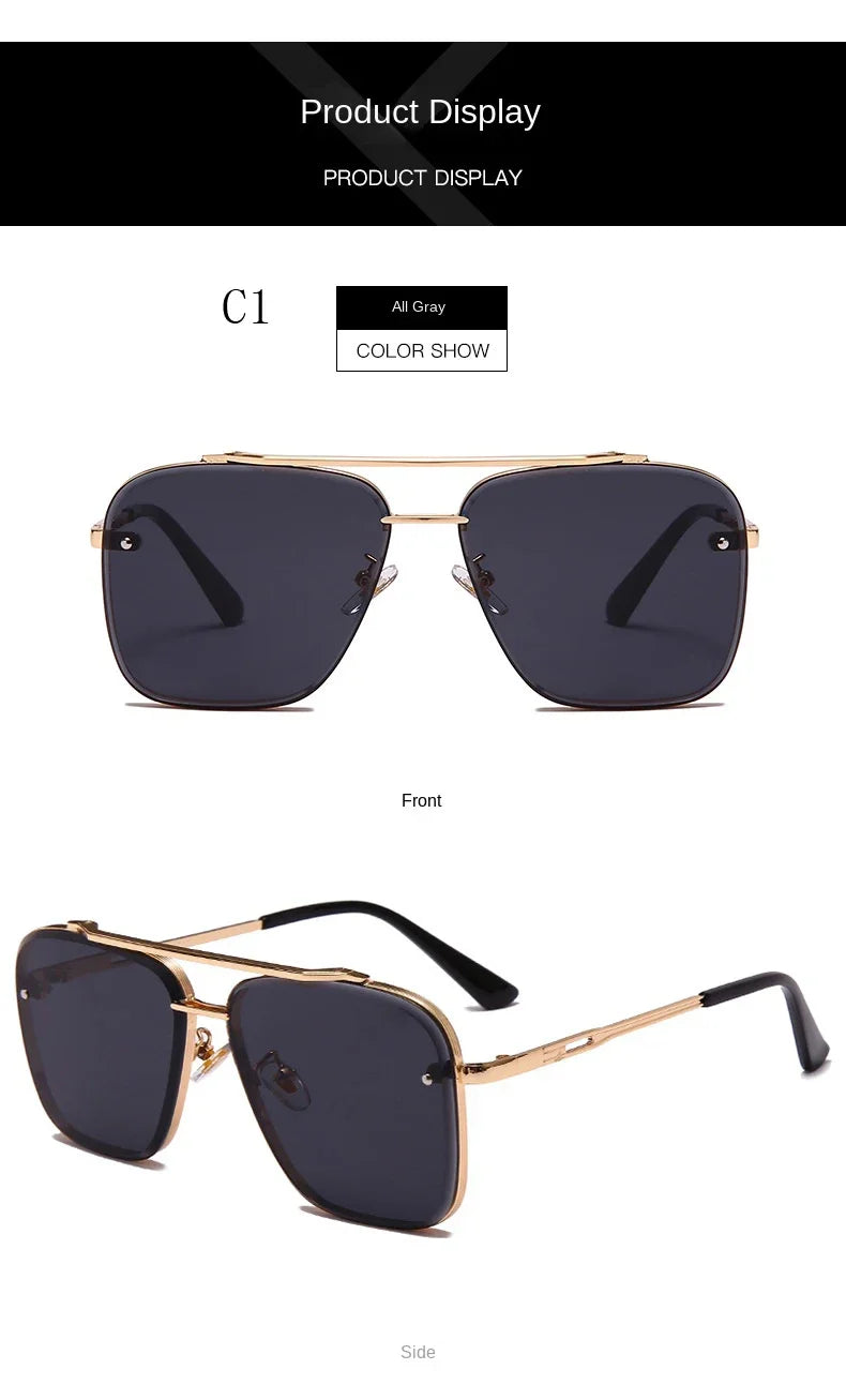 New Metal Square Gradient Sunglasses Fashionable Men Women Luxury Sunglasses Outdoor Sports Driving Fishing Goggles UV400