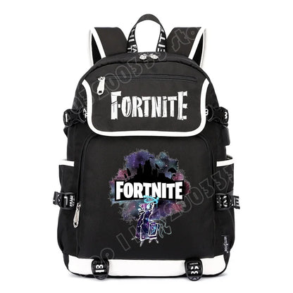 Fortnites Rucksack mit großem Fassungsvermögen, lässige Umhängetasche mit USB-Anschluss, Unisex-Anime-Schultasche für Schüler, neues stilvolles Schreibwaren-Geschenk