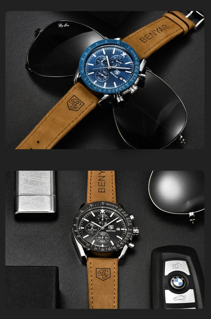 Men Watch BENYAR Top Brand Luxury Full Steel Business Quartz Watch Men Casual Waterproof Sports Watches Clock Relogio Masculino