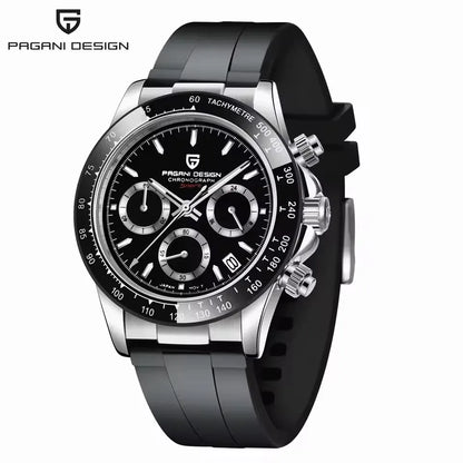 PAGANI DESIGN 1664 Luxury Automatic Mechanical Men's Watch VK63 movement AR Sapphire Crystal Rubber 100m Waterproof Men's Watch