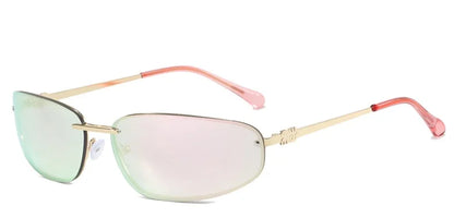 Oval Frameless Y2K Luxury Sunglasses Brand Design High-end Styling Punk Sunglasses Outdoor Retro Personality Sunglasses Women