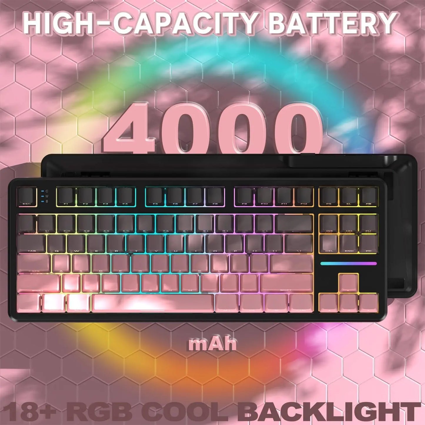 Attack Shark X87 Wireless Mechanical Keyboard, Tri-Mode Hot Swappable Gasket Gaming Keyboard with RGB Backlit, Bluetooth 5.0/2.4GHz/USB-C TKL Mechanical Keyboard