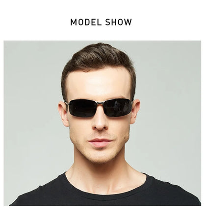 Classic Metal Men Polarized Sunglasses Fashion Driving Fishing Half Frame Retro Sun Glasses Luxury Brand Designer Eyewear UV400