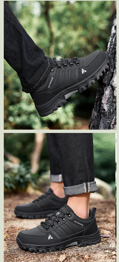 Men's Hiking Shoes outdoor waterproof Leather Anti Slip Comfortable Hunting Walking Shoes Wear-resistant Casual Sneakers