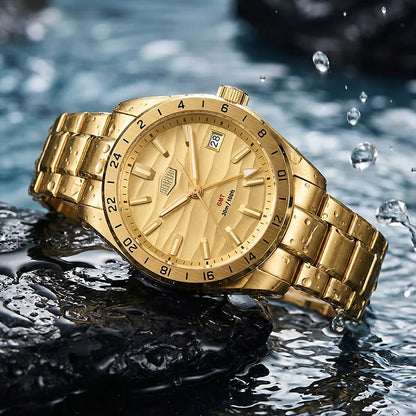 HEROFORCE Men's Well-known Brand Watch; Men's Fashion Waterproof Luminous Stainless Steel Band Casual Calendar Quartz Men Watch