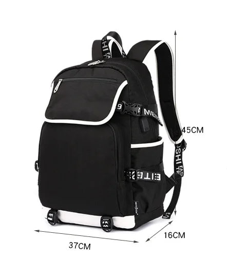 Fortnites Rucksack mit großem Fassungsvermögen, lässige Umhängetasche mit USB-Anschluss, Unisex-Anime-Schultasche für Schüler, neues stilvolles Schreibwaren-Geschenk