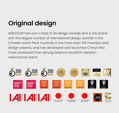 AGELOCER Original Astronomer Watch Men's Business Luxury Gold Watch Automatic Mechanical Moon Phase Watch Birthday Gift for Men