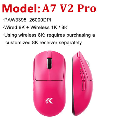 MCHOSE A7 V2 Ultra / Pro lahka brezžična gaming miška z dvojnim 8000Hz, PAW3950 TI, 42000DPI, za PC e-športne igralce