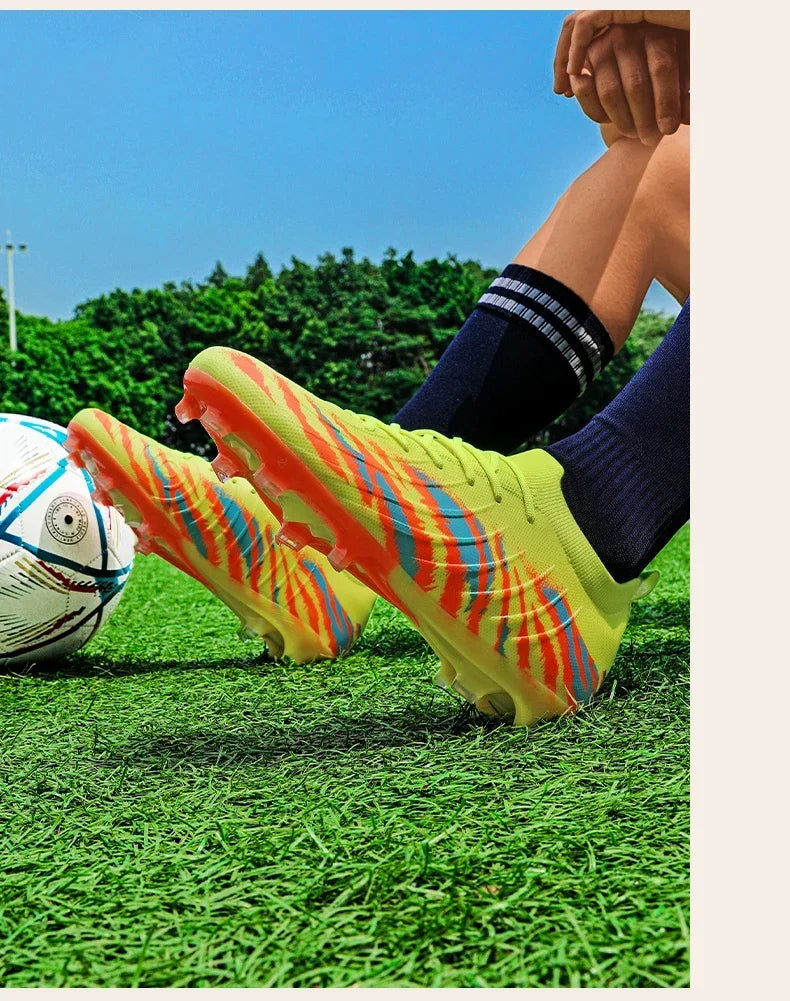 Nuevos zapatos de fútbol unisex para hombre, tacos de fútbol para adultos, ultraligeros, para exterior, deportivos, antideslizantes, cómodos, para césped, de alta calidad