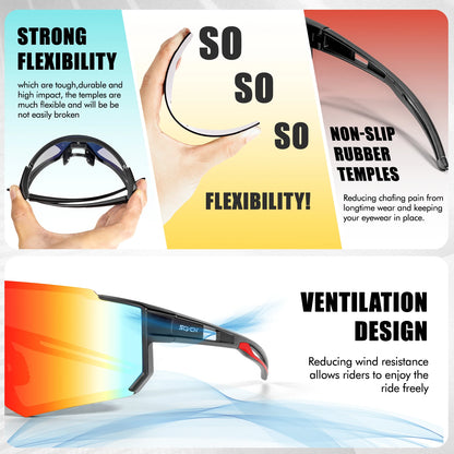 Scvcn Sunglasses Cycling Glasses Photochromic Sports for Men Sun Mountain Bike Road Bicycle Eyewear Goggles UV400 Polarized MTB