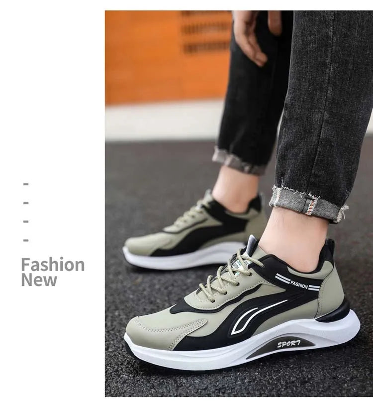 Pantofi sport casual pentru bărbați, stil coreean modern, cu șireturi, confortabili și respirabili, cu talpă groasă, pentru alergare