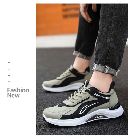 Pantofi sport casual pentru bărbați, stil coreean modern, cu șireturi, confortabili și respirabili, cu talpă groasă, pentru alergare