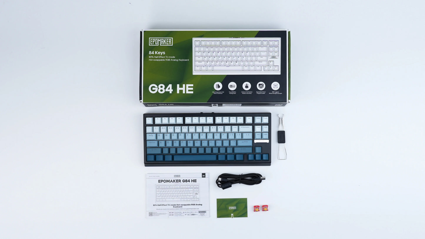EPOMAKER G84 HE 75% ANSI US Layout Gasket Wired/BT/2.4Ghz Wireless Hall Effect Magnetic Mechanical Keyboard 8K Polling & 8000mAh