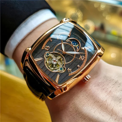 [Montre mécanique à tourbillon de luxe] Montre mécanique à tourbillon de luxe légère pour homme – Modèle haut de gamme entièrement automatique, style « squelette » tendance, idéal pour une tenue professionnelle o