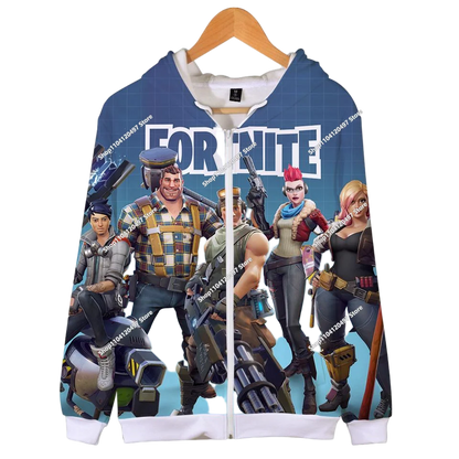 2024 New Game Zipper Hoodie Children's Sweatshirt Fortnite Pullover Sweatshirts Fashion Boys and Girls Clothing