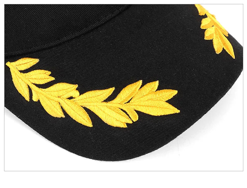 Bowser Embroidered Baseball Cap Black with Yellow Laurel Wreath Design Classic Adjustable Hat for Fans of Super Mario Series