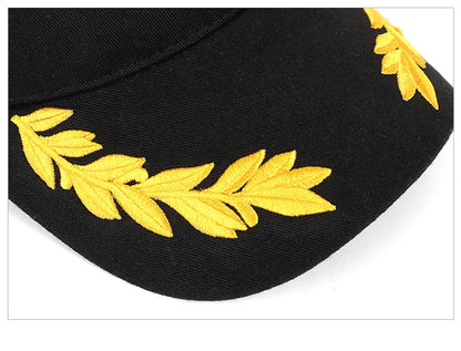 Bowser Embroidered Baseball Cap Black with Yellow Laurel Wreath Design Classic Adjustable Hat for Fans of Super Mario Series