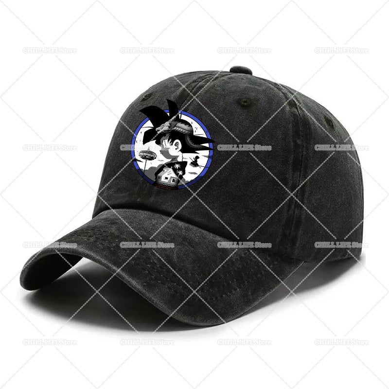 Anime Dragons Ball Men Washed Baseball Cap Son Goku Adults Retro Peaked Cap Outdoor Sport Hip-hop Dad Hat Unisex Mesh Sunhat
