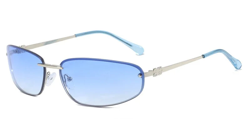 Oval Frameless Y2K Luxury Sunglasses Brand Design High-end Styling Punk Sunglasses Outdoor Retro Personality Sunglasses Women