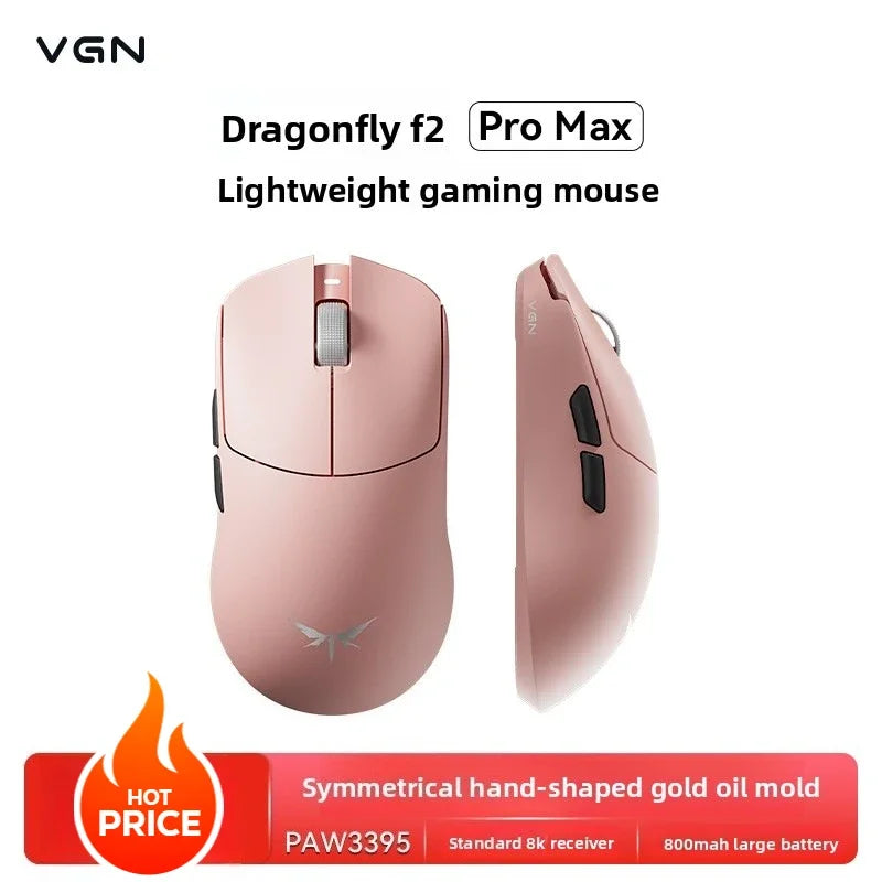 VGN Dragonfly F2 ProMax/Ultra e-športová herná myš 42000DPI 0.125ms pre Csgo, nízka latencia, káblové/bezdrôtové pripojenie, duálny 8K 3-režim, PAW3395/3950
