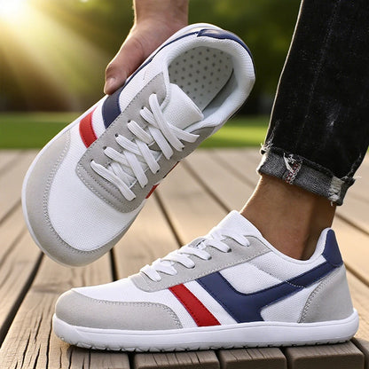 Herresneakers med bred tåboks, barfodssko, minimalistiske, åndbare og komfortable udendørs gåsko, sporty casual blå sko 2025