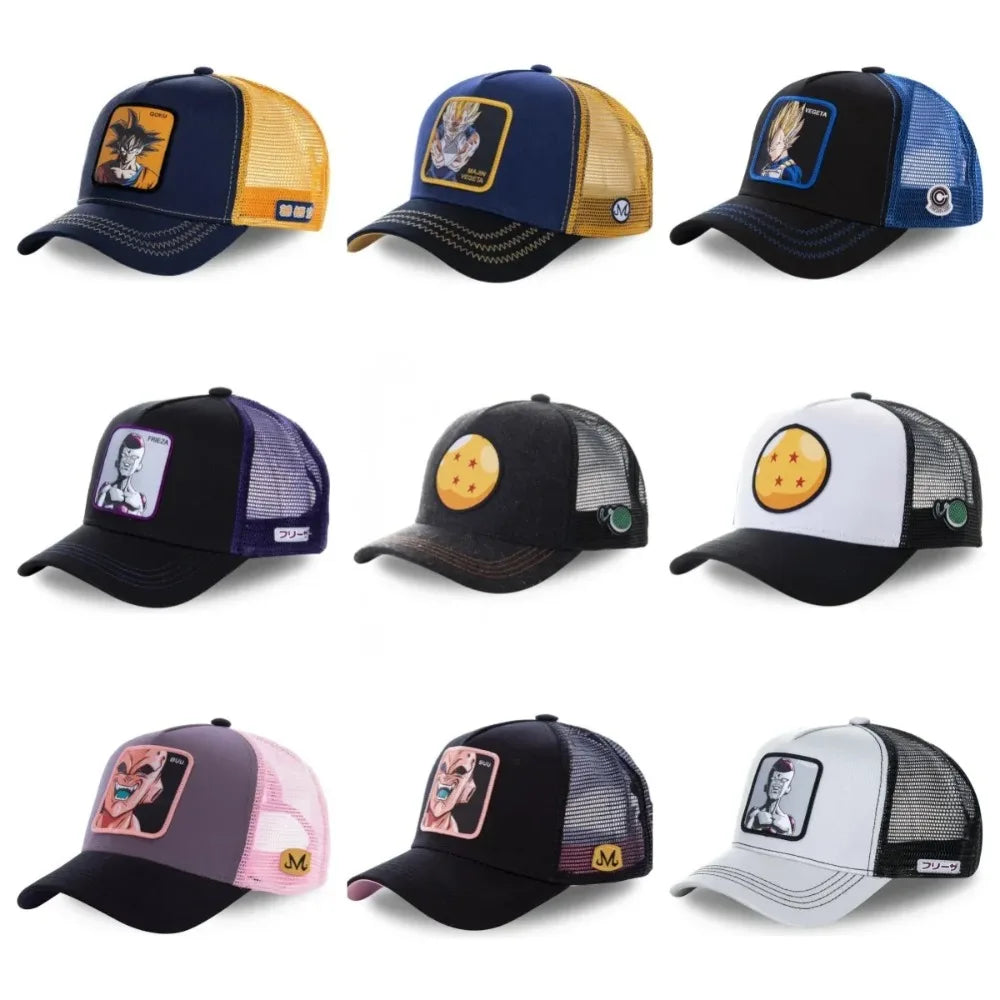 Dragon Ball Son Goku -lippalakki, baseball-lippalakki, kesälippalakki, miesten brodeerattu hip-hop-aurinkolippalakki, säädettävä trucker-lippalakki, verkkokangaslippalakki