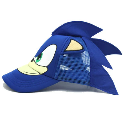 Hot-selling Anime Cartoon Hedgehog Shadow Hat Sonic Character Movable Doll Summer Mesh Hat Baseball Cap Children's Gift
