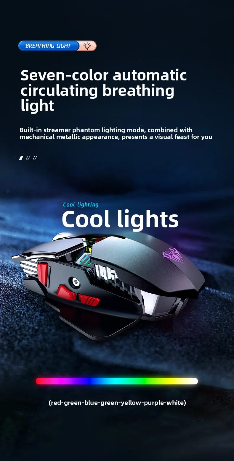 SC300 Wireless Mechanical Gaming Mouse Ergonomic RGB Backlit Rechargeable DPI Adjustable Silent Mice for Desktop Laptop Tablet