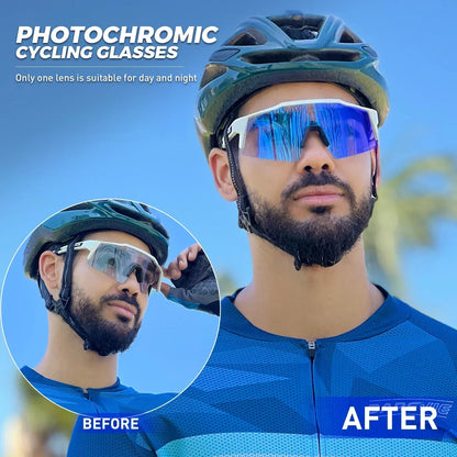KAPVOE Photochromic Cycling Sunglasses for Men Glasses Fashion Mountain Bicycle Road Speed Cool Goggles Sports MTB Bike Eyewear