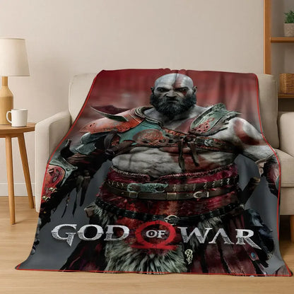 A Classics God of War Kratos Gamer Flannel Throw Blanket Soft Cozy Warm for Home Bedroom Bed Sofa Gift