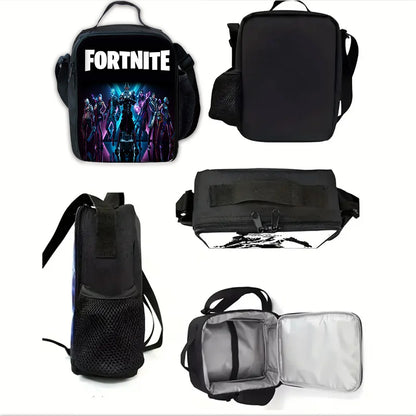 Trendiger Gaming-Schulrucksack für Kinder mit Lunchbags, Design-F-FortniteS Federmäppchen, Schultaschen für Jungen und Mädchen, ideales Geschenk