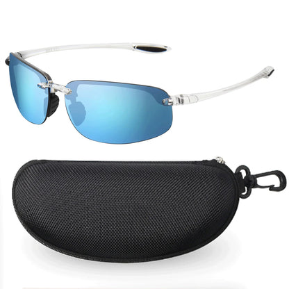 MAXJULI Polarized Sports Sunglasses for Men Women TR90 Rimless Frame Protection for Running Fishing  Driving UV400 8001