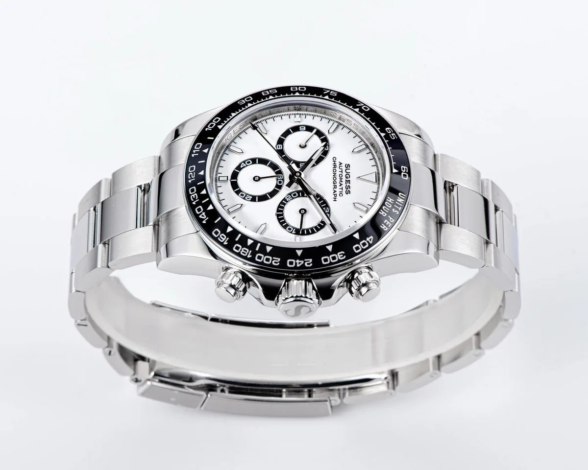 Sugess Diving Men's Watch Panda Automatic Mechanical Chronograph Peacock SL4801 Movement Wristwatch Waterproof Ceramic Bezel New
