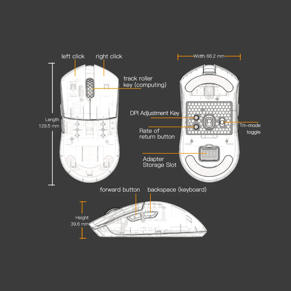 Darmoshark M3Pro Gaming Mouse 2.4G BT Wireless Tri-Mode PAW3395 Sensor N52840 26000DPI Big Hand Macro Driver Mouse For Gaming