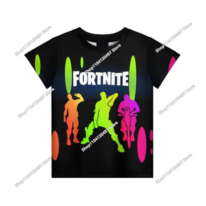 Аниме Fortnite тениски за момичета, тениска за момчета, бели тениски с анимационен принт, летни бебешки тениски, сладки горнища с принт, костюм