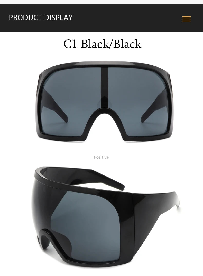 Oversized Black Punk Goggle Sunglasses Women Men Luxury Brand Designer Y2K Sport Sun Glasses Retro One Piece Outdoor Shade UV400