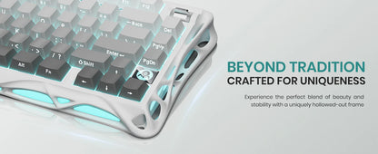 GravaStar Mercury K1 75% Wireless Mechanical Gaming Keyboard, Aluminum Alloy Exoskeleton Design, RGB Backlit，Hot-Swap Socket