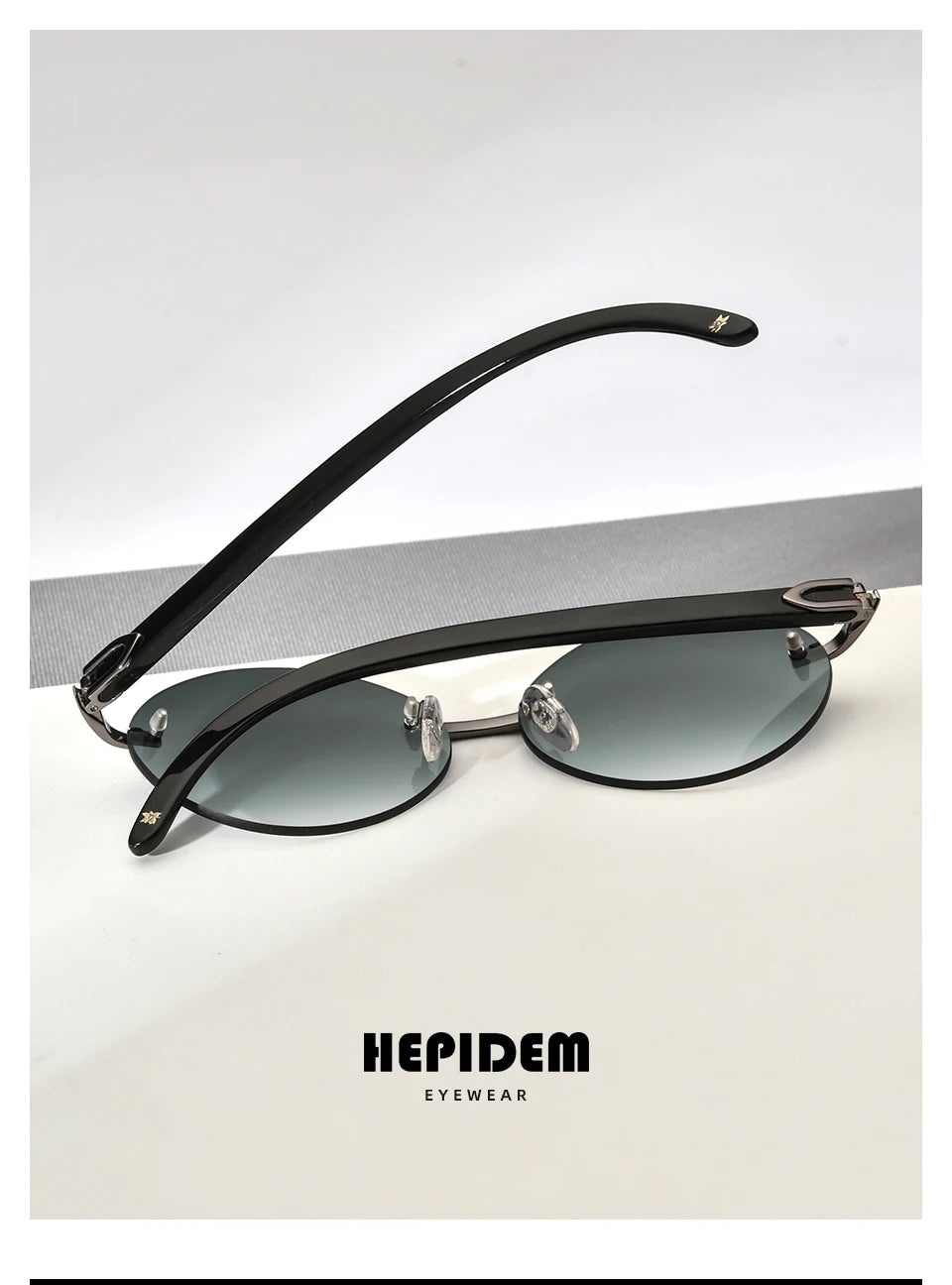 HEPIDEM Buffalo Horn Glasses Men Famous Brand Design Rimless Sunglasses Women Luxury Eyewear Horn-Rim Frameless Buffs Eyeglasses